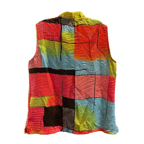 Jamie Sadock Neon Radiance Artsy Crinkled Silky Golf Activewear Vest Top XL - Picture 7 of 10